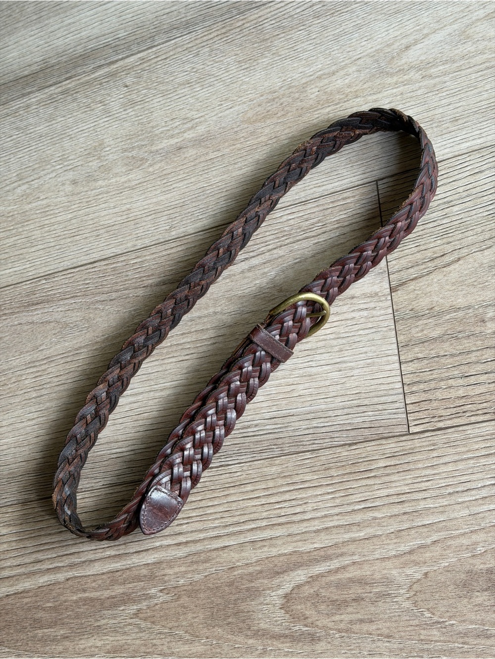 Braided Brown Leather Belt 36